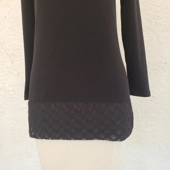 Ellen Tracy Keyhole Gold Button 3/4 Sleeves Black - Picture 8 of 10